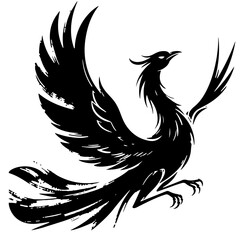 Black Phoenix Illustration: Vector Art, Fierce and Elegant Design