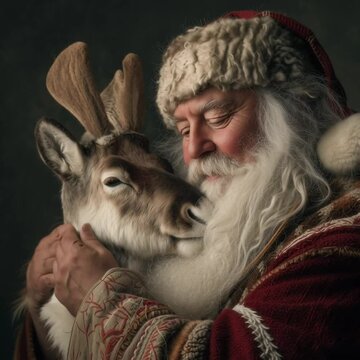 Weihnachtsmann umarmt Rentier: Ein Herzensmoment