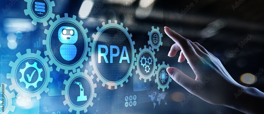 Aufkleber rpa robotic process automation innovation technology concept on virtual screen.