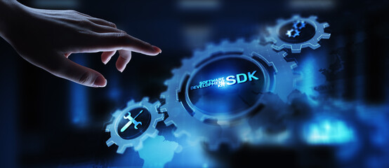 SDK Software development kit programming language technology concept on virtual screen.