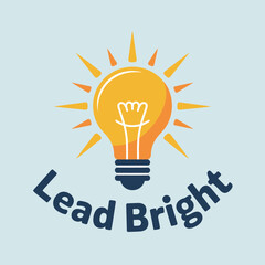 Lead Bright Logo with Lightbulb stylized lightbulb logo radiating sunburst effect surrounded the words Bright lightbulb logo lead bright inspiration idea innovation business branding design
