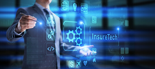 Insurtech Insurance technology online business finance concept on screen.