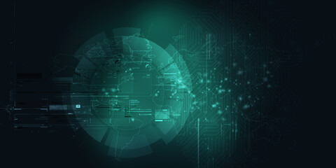 2d illustration Abstract futuristic electronic circuit technology background
