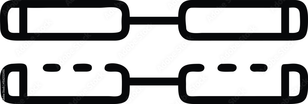 Poster simple flat line art chain link illustration with broken and solid links