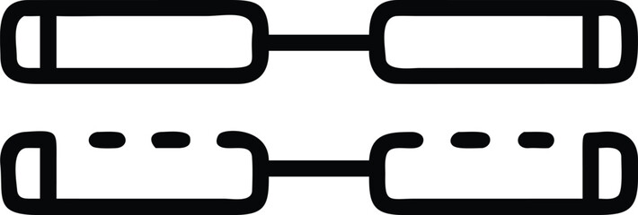 Simple flat line art chain link illustration with broken and solid links
