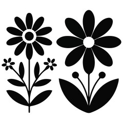 Black and white floral vector artwork isolated vector illustration on white background