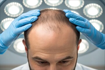 Fototapeta premium Surgical Hair Restoration Procedure Medical Facility Photography Clinical Environment Close-up View Personal Transformation
