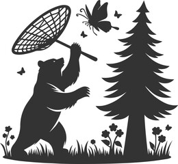 Wild animal bear vector black artwork drawing silhouette
