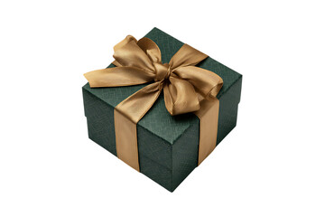 Dark green gift box with gold ribbon