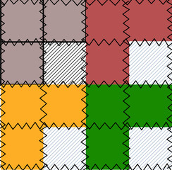 Sweet colorful patchwork seamless pattern from square patches and gingham . Multicolor print for fabrics and textiles.Quilt design, hand made.