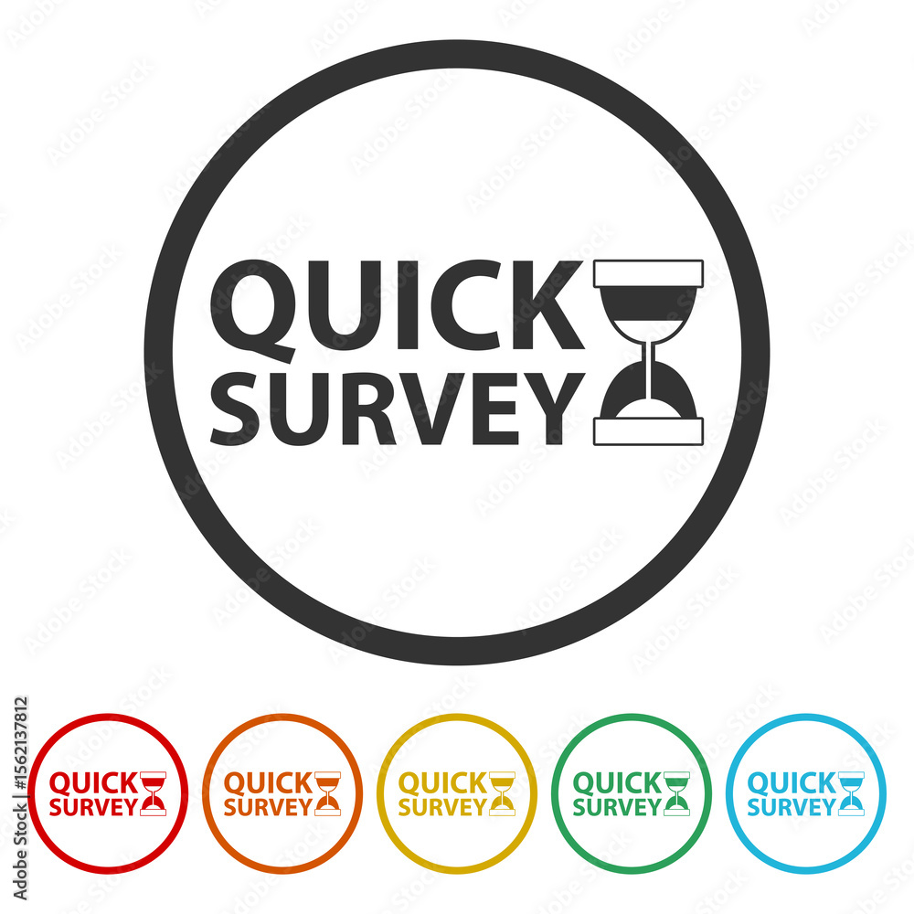 Poster quick survey icon. set icons in color circle buttons