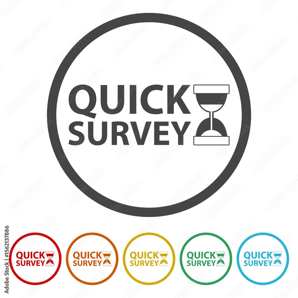 Poster quick survey icon. set icons in color circle buttons