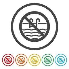 No swimming icon. Set icons in color circle buttons