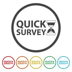 Quick survey icon. Set icons in color circle buttons
