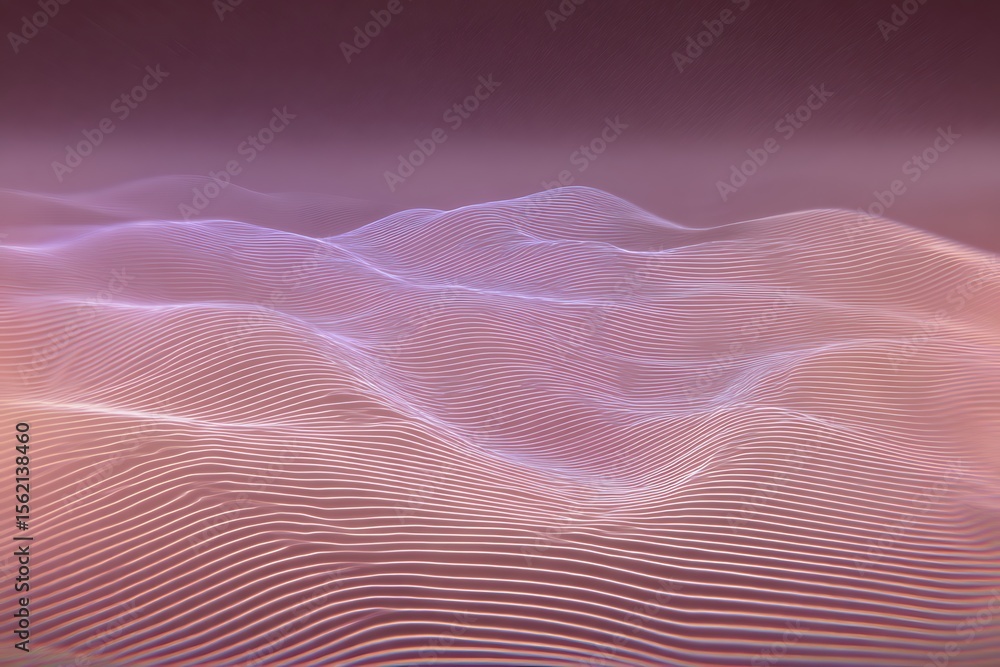Poster abstract landscape of undulating lines
