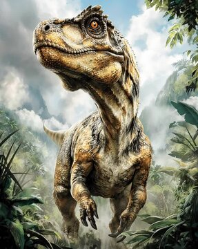 M&auml;chtiger Dinosaurier im Urwald