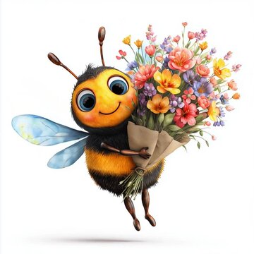 S&uuml;&szlig;e Biene mit Blumenstrau&szlig;
