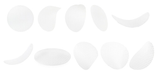 Edible rice paper sheets isolated on white, set