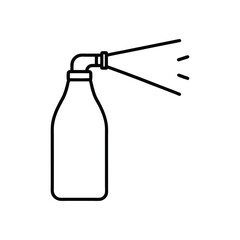 Spray bottle with water mist spraying line art vector illustration