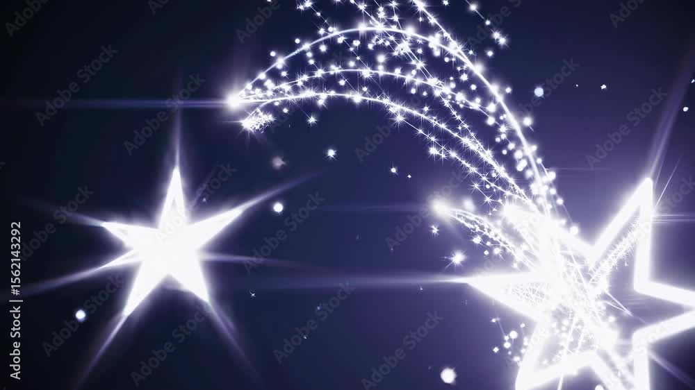 Poster a dazzling light display features twinkling stars and shimmering trails against a dark backdrop. thi