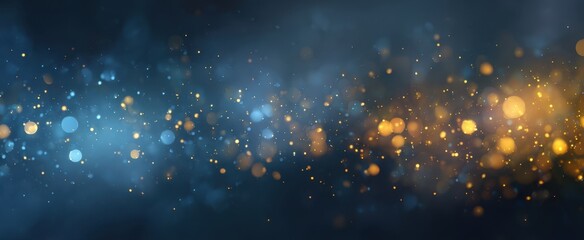 The mesmerizing interplay of blue and gold bokeh lights in a dreamy background.