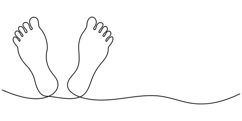 One line drawing of a Footprints, Ecological Footprint Continuous Line Editable Icon, Human foot print continuous one line drawing, Footprint - Environment Thin Line Icon, Foot Print Drawing