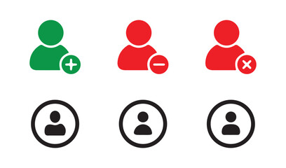 Black and color male person profile avatar. User icon set. Vector illustration eps 10