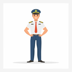 Cartoon vector illustration of smiling people in business suits, a stewardess, and a police officer, symbolizing success at work