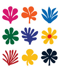 floral flowers drawing doodle creative abstract illustration set