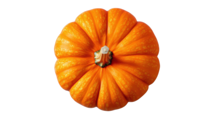 orange pumpkin top view isolated on transparent background cutout