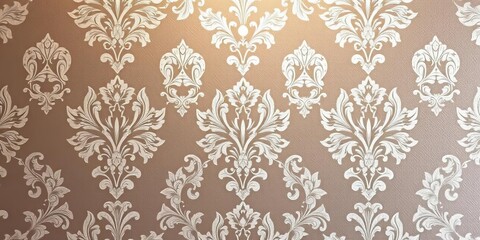 Elegant silver floral damask wallpaper with a vintage, shiny sheen, grey, floral wallpaper