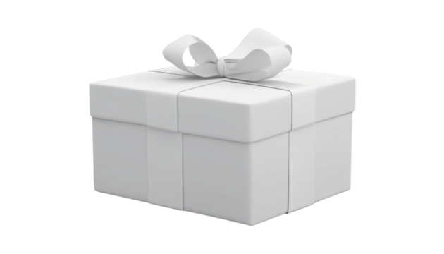 white gift box isolated on transparent background cutout