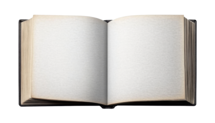 open book with blank pages isolated on transparent background cutout