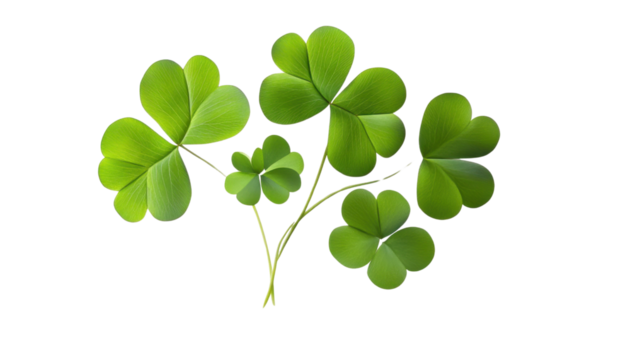 four leaf clover isolated on transparent background cutout - Powered by Adobe