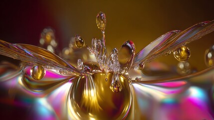 Golden liquid splash