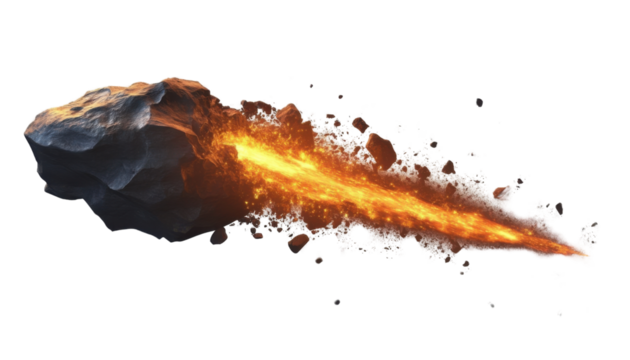 meteor isolated on transparent background cutout