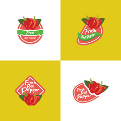 Fresh bell pepper label vector illustration