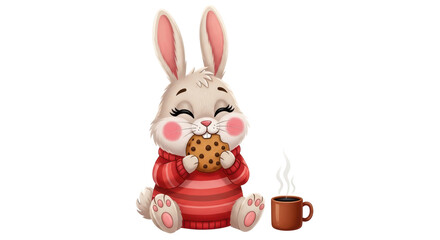 Isolated Bunny Eating Cookie