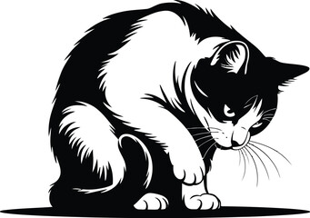 Vector black silhouette of a animals on a white background.