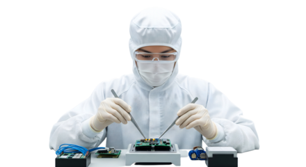 Scientist in a cleanroom