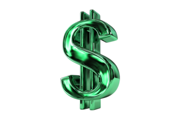 Green metallic dollar sign on black background