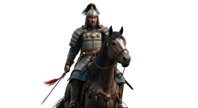 A Genghis Khan's warrior on horseback