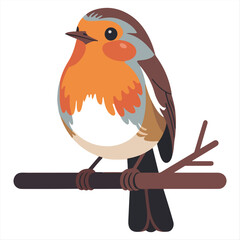 Charming European Robin Perched on a Branch