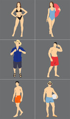 vector illustration of a set of summer people