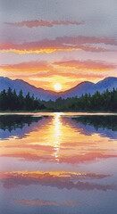 Fototapeta premium sunset over the lake