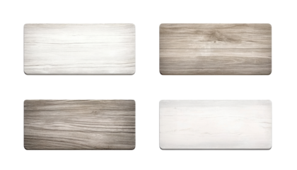 set of white wood board isolated on transparent background cutout