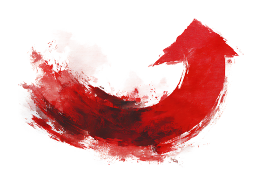Abstract red watercolor arrow pointing up - Powered by Adobe