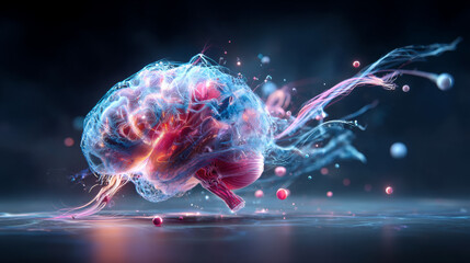 Obraz premium Abstract Brain Illustration with Colorful Neural Connections and Energy