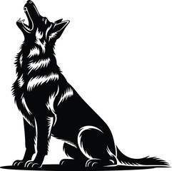 Vector black silhouette of a animals on a white background.