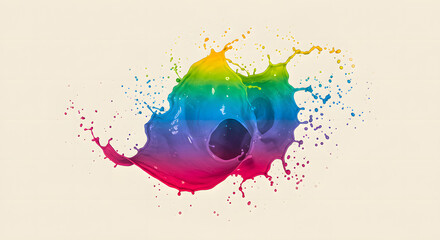 Vibrant paint splash: A dynamic display of mixed hues exploding outwards, showcasing the beauty and energy of artistic expression and the fluid nature of color.